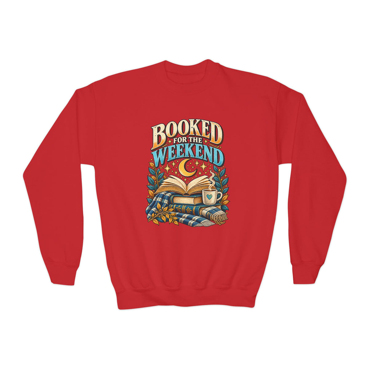 Youth Crewneck Sweatshirt – Booked for the Weekend Book Lover Design