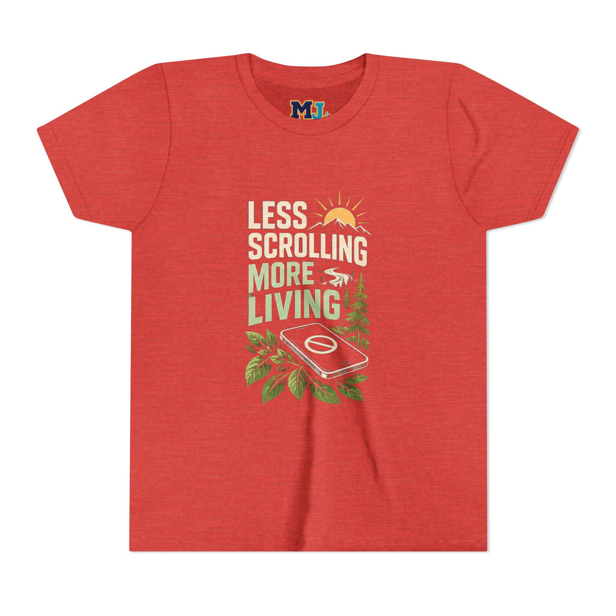 Youth T-Shirt Less Scrolling More Living Nature Phone Design