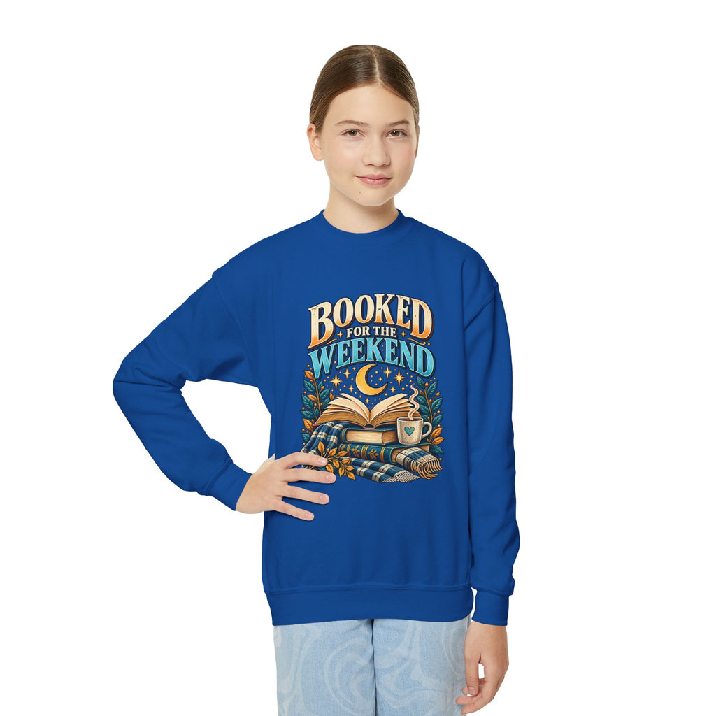 Youth Crewneck Sweatshirt – Booked for the Weekend Book Lover Design