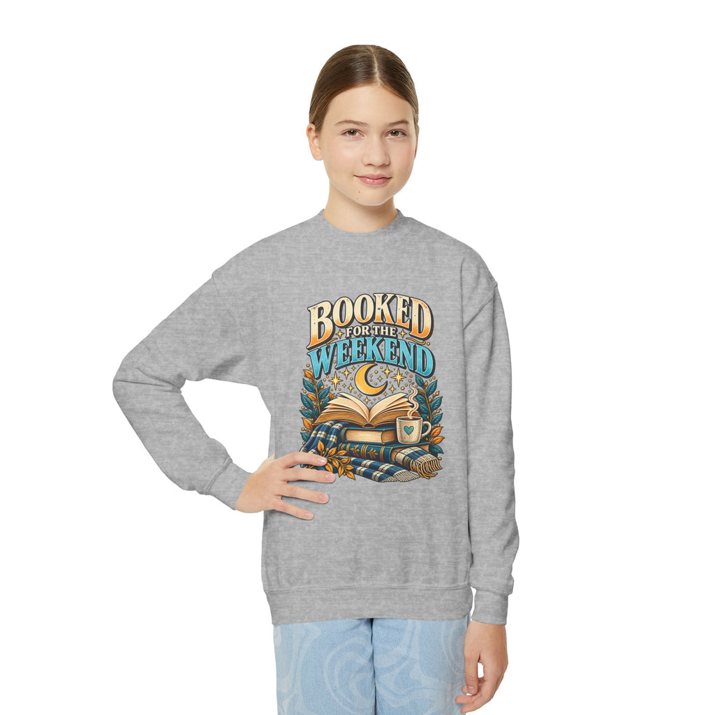 Youth Crewneck Sweatshirt – Booked for the Weekend Book Lover Design