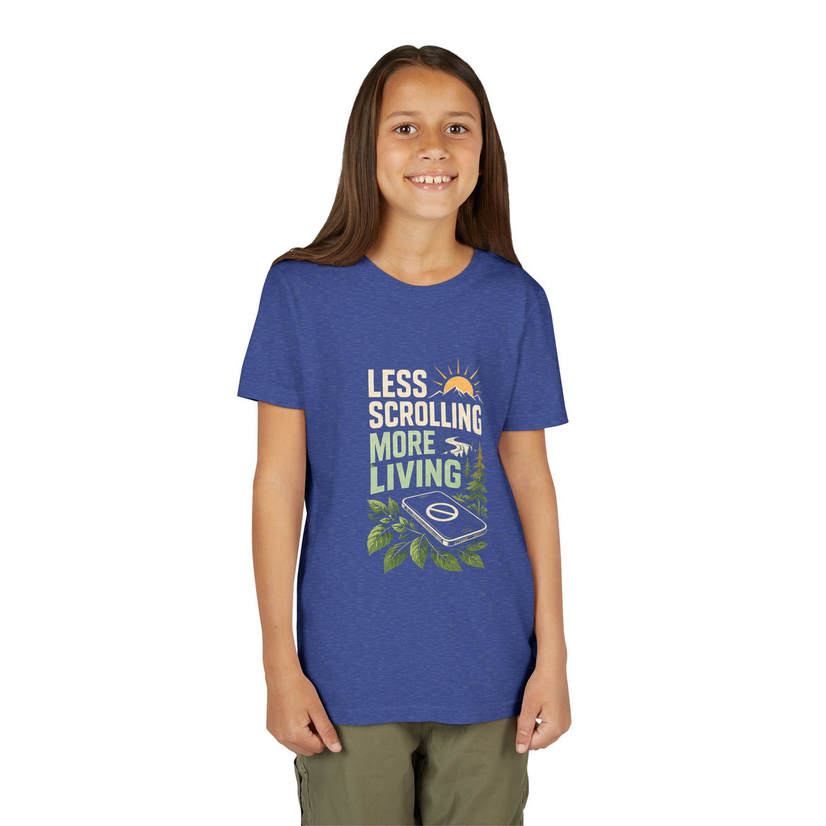 Youth T-Shirt Less Scrolling More Living Nature Phone Design