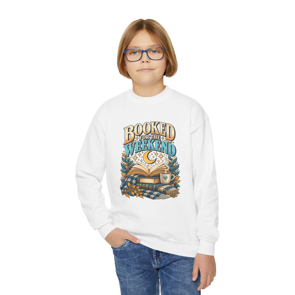 Youth Crewneck Sweatshirt – Booked for the Weekend Book Lover Design