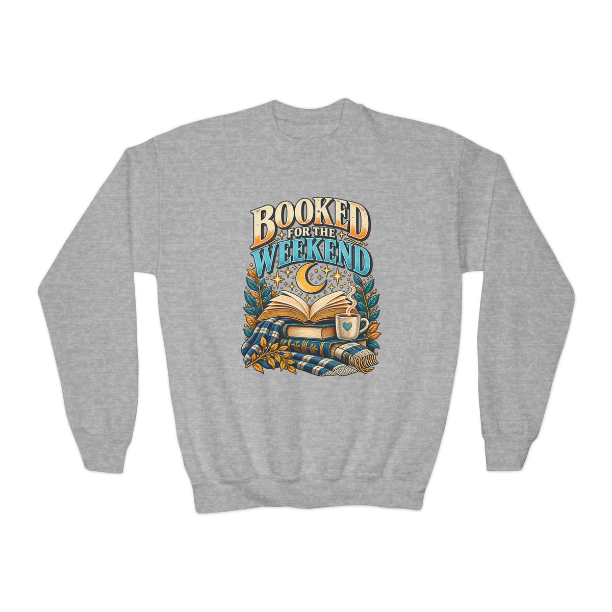 Youth Crewneck Sweatshirt – Booked for the Weekend Book Lover Design