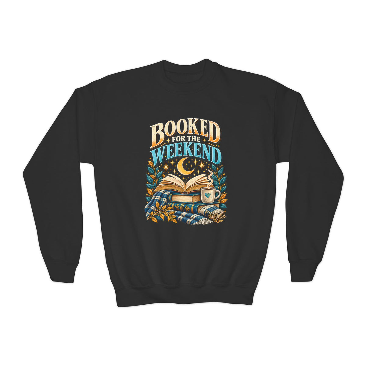 Youth Crewneck Sweatshirt – Booked for the Weekend Book Lover Design