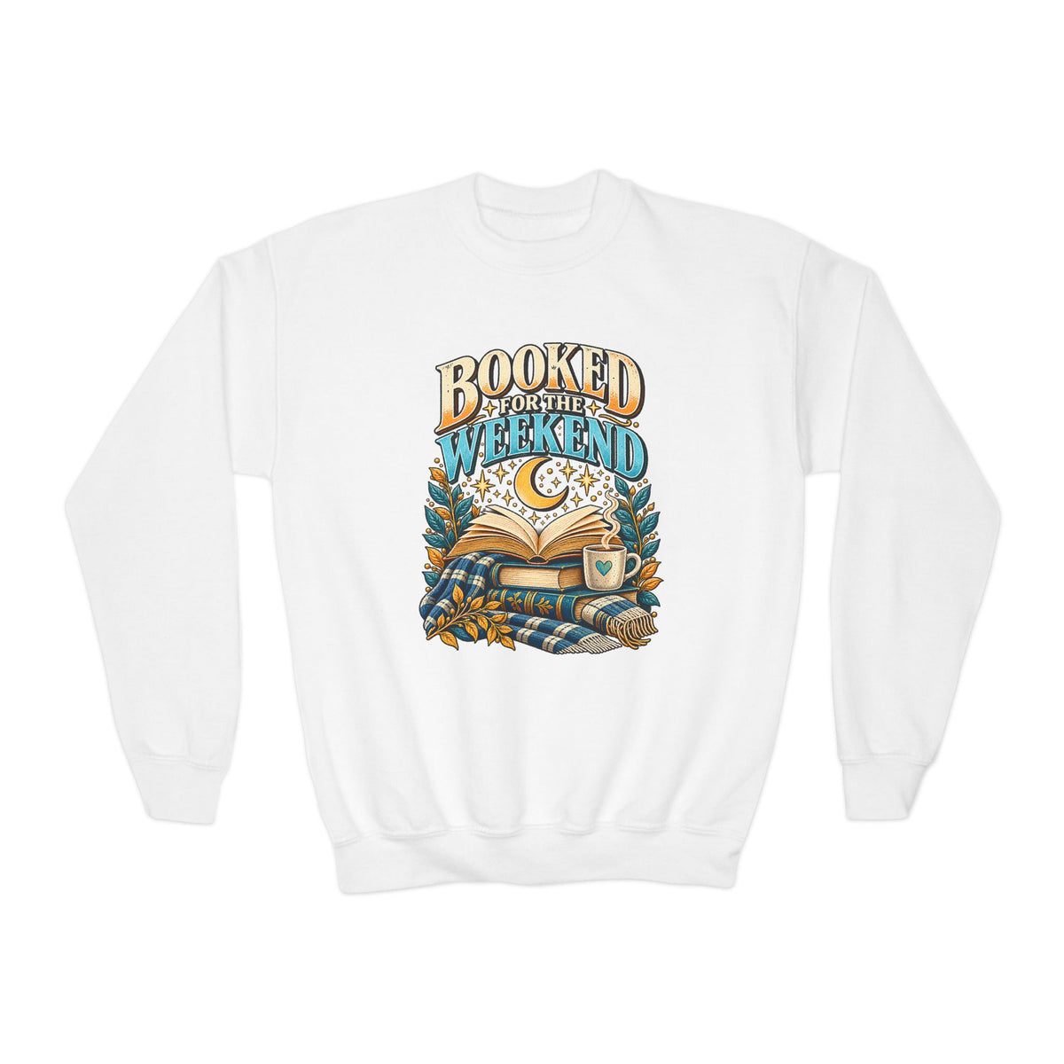 Youth Crewneck Sweatshirt – Booked for the Weekend Book Lover Design